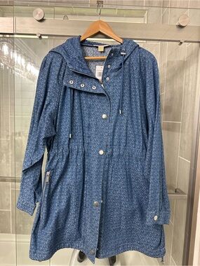 NEW MICHAEL Michael Kors Blue Hooded Jean Jacket